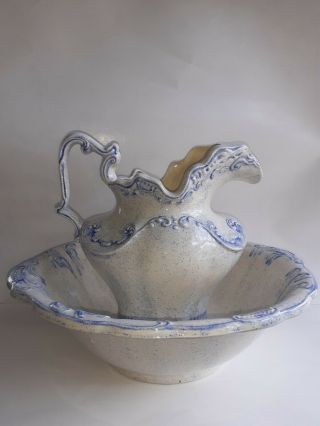 Vintage Arnels Porcelain Water Pitcher And Wash Bowl Basin Vanity Bath Dresser