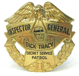 1938 Dick Tracy Inspector General S.  S.  Patrol Premium Pinback Badge Quaker