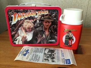 Vintage Indiana Jones Lunchbox And Thermos - With Papers