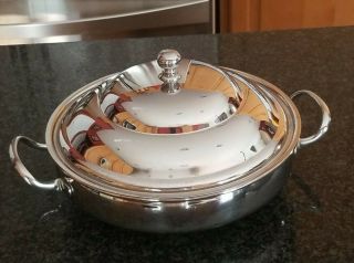 9 " Couzon Acier Inox 18/10 French Stainless Steel Lidded Serving Dish W/ Handles