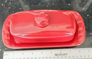 Longaberger Pottery Woven Traditions Tomato Red Covered Butter Dish