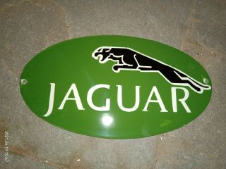 Porcelain Jaguar Enamel Sign Size 14.  5 " X 8 " Inches