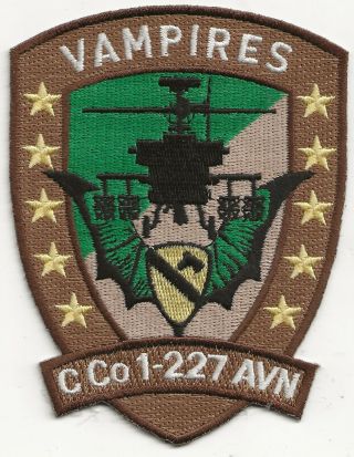 R/orig Ds/if " C.  Co. ,  1 - 227th Avn Cav Regt " Squad Patch - Emb On Twill
