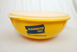 Vintage Tupperware Blockbuster Video Popcorn Bowl Yellow 274 26 Cup With Lid