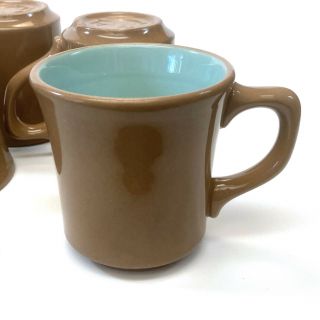 Set of 4 Vintage Taylor Smith & Taylor Chateau Buffet Mugs Brown and Turquoise 2