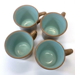 Set of 4 Vintage Taylor Smith & Taylor Chateau Buffet Mugs Brown and Turquoise 3