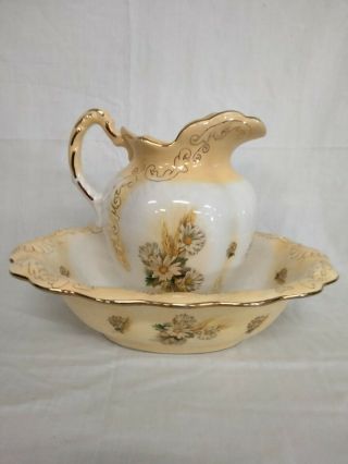 Vintage Imperial Pottery Porcelain Water Pitcher And Wash Bowl Basin Joplin,  Mo