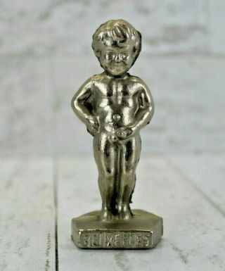 Pewter Fountain Bruxelles Brussels Little Boy Peeing Silver Pewter 3 " Figurine