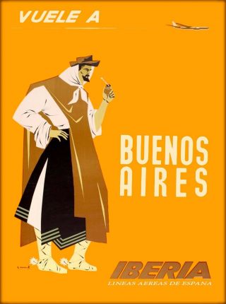 Buenos Aires Argentina South America Vintage Travel Advertisement Poster