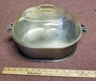 Vintage Guardian Service Ware Large Roasting Pan With Glass Lid And Pot Handles
