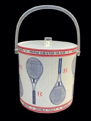 Vintage Tennis Ice Bucket W/ Lucite Handle