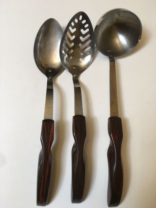 Cutco Kitchen Tools,  Vintage Set,  Spoon,  Slotted Spoon,  Ladle,  Classic Brown