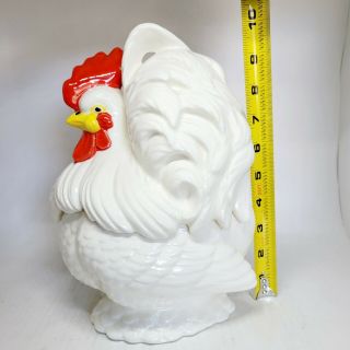 Vintage 1975 Atlantic Mold 10 " White Ceramic Chicken Cookie Jar Hand - Painted