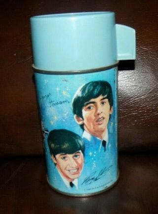 Vintage 1965 Beatles Lunch Box Thermos In Shape 100