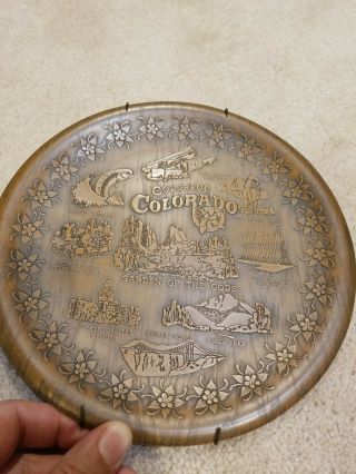 Vintage Colorful Colorado Plate - Souvenir Copper Metal Collectible 10 "