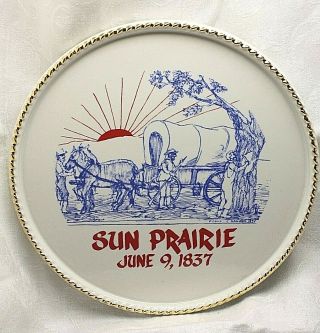 Vintage Usa Bi - Centennial 1976 Porcelain Sun Prairie Wi Made Art Plaque