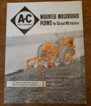 Vtg Allis Chalmers Mounted Moldboard Plows For Ca & Wd Tractors Dealer Brochure