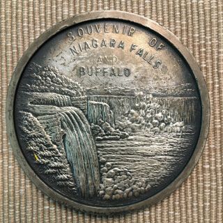 Native American Indian Chief Niagara Falls Souvenir Nickel Paperweight Medallion
