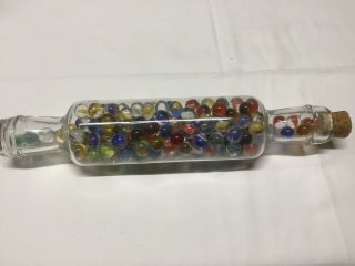 Vintage Glass Rolling Pin Filled W Marbles