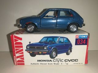 Tomy Tomica Dandy 034 Honda Civic Cvcc Blue W Box Japan