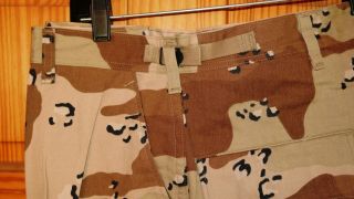 Desert Storm 6 Color Chocolate Chip Camo BDU Pants Size XL/S AND 3 PATCHES 2
