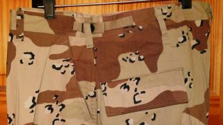 Desert Storm 6 Color Chocolate Chip Camo BDU Pants Size XL/S AND 3 PATCHES 3