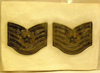 Usaf Us Air Force Technical Sergeant Tsgt Rank Insignia Subdued Metal Pin Pair