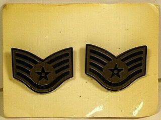 Usaf Us Air Force Staff Sergeant Ssgt Rank Insignia Subdued Metal Pin Pair