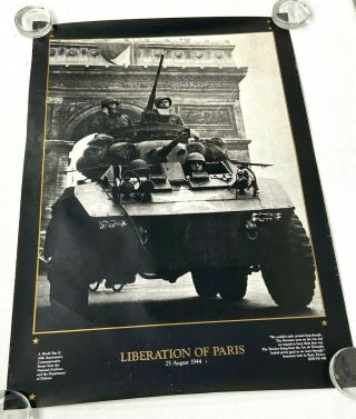 Wwii Us Army Liberation Of Paris Commemorative Poster