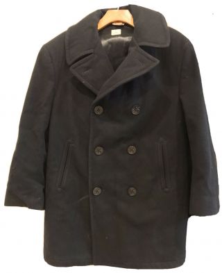 Vintage 1995 Us Navy Issued Wool Peacoat Overcoat Mans Enlisted Size 42l