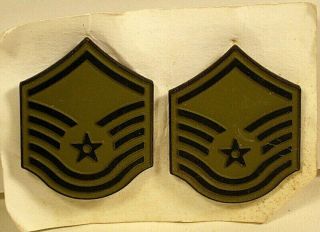 Usaf Us Air Force Master Sergeant Msgt Rank Insignia Subdued Metal Pin Pair
