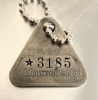 Antique Tool Check Tag; Hudson Motor Car Co; Automobile Factory; Detroit