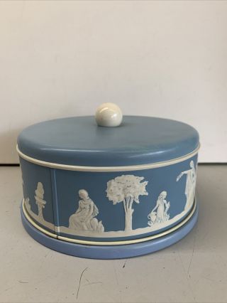 Vintage Wedgewood Blue Tin Cake Cover 7”