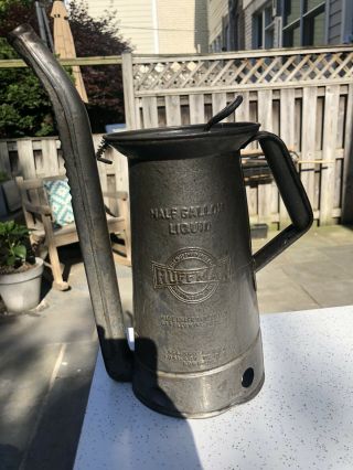 Vintage Huffman ½ Half Gallon Metal Oil Can Swingspout & Thumb Release 59 Minn