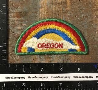 Vintage Oregon State Travel Souvenir Sew - On Patch Rainbow