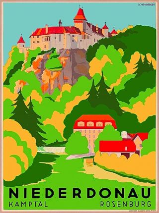 Niederdonau Austria Germany Europe Vintage Travel Art Poster Print