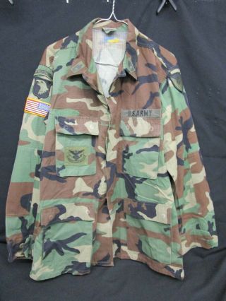 U.  S.  Army Sgt First Class Woodland Bdu Hot Weather Combat Coat Sz Medium - Regular