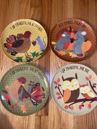 Pottery Barn Kids Thanksgiving 9 " Melamine Plates - 4 Designs - Euc