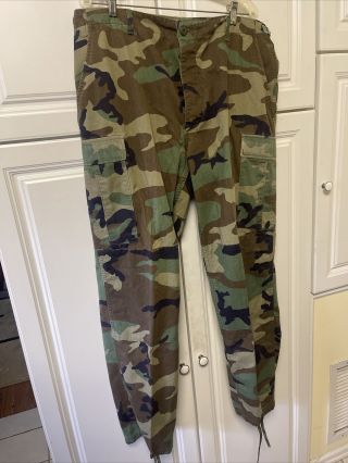 United States Army Camouflage Camo Bdu Woodland Pants Large Long￼