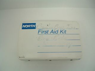 Vintage North First Aid Kit Metal Wall Mountable Box With Supplies And Boxes