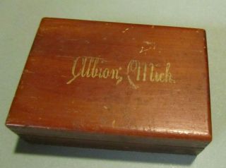 Vintage Midcentury Albion Michigan Wooden Trinket Keepsake Box Travel Souvenir