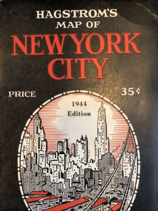 1944 edition VINTAGE HAGSTROM ' S MAP OF YORK CITY Subway Elevated Street NYC 2