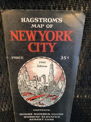 1944 edition VINTAGE HAGSTROM ' S MAP OF YORK CITY Subway Elevated Street NYC 3
