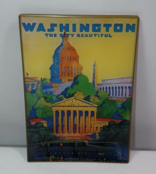 Washington DC Vintage Trinket Tray Glass Souvenir Nation ' s Capitol 2