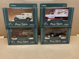 Ertl Anheuser Busch 1:43 Scale Die Cast Classic Vehicles Set Of 4,  Chevy,  Ford