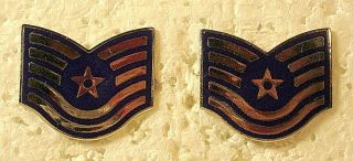 Usaf Us Air Force Technical Sergeant Tsgt Rank Insignia Stripes Metal Pin Pair