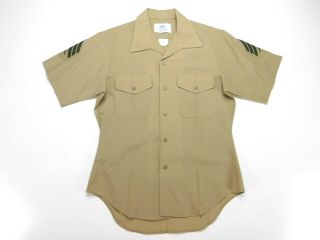 Usmc Us Marine Sgt Military Quarter Short Sleeve Poly/wool Khaki 2122 Shirt 16