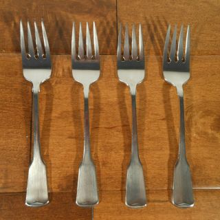 4 Oneida Cube American Colonial Satin Stainless Steel Salad Forks B