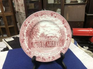 Early Jon Roth England Red Transfer Monticello Home Of Thomas Jefferson Plate