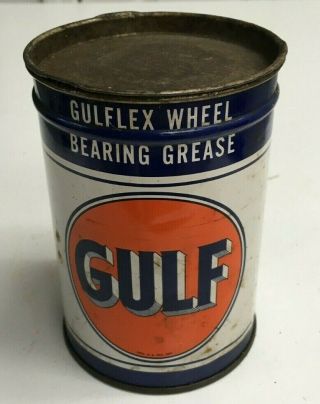 Vintage Gulf Gulflex Wheel Bearing Grease One Pound 1lb Metal Can